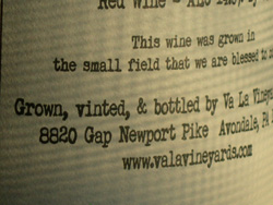 close up of wine label